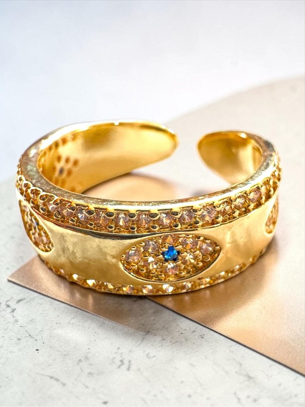 🍄5/$20. Evil Eye Gold-Plated Band Ring. New. - Picture 1 of 7
